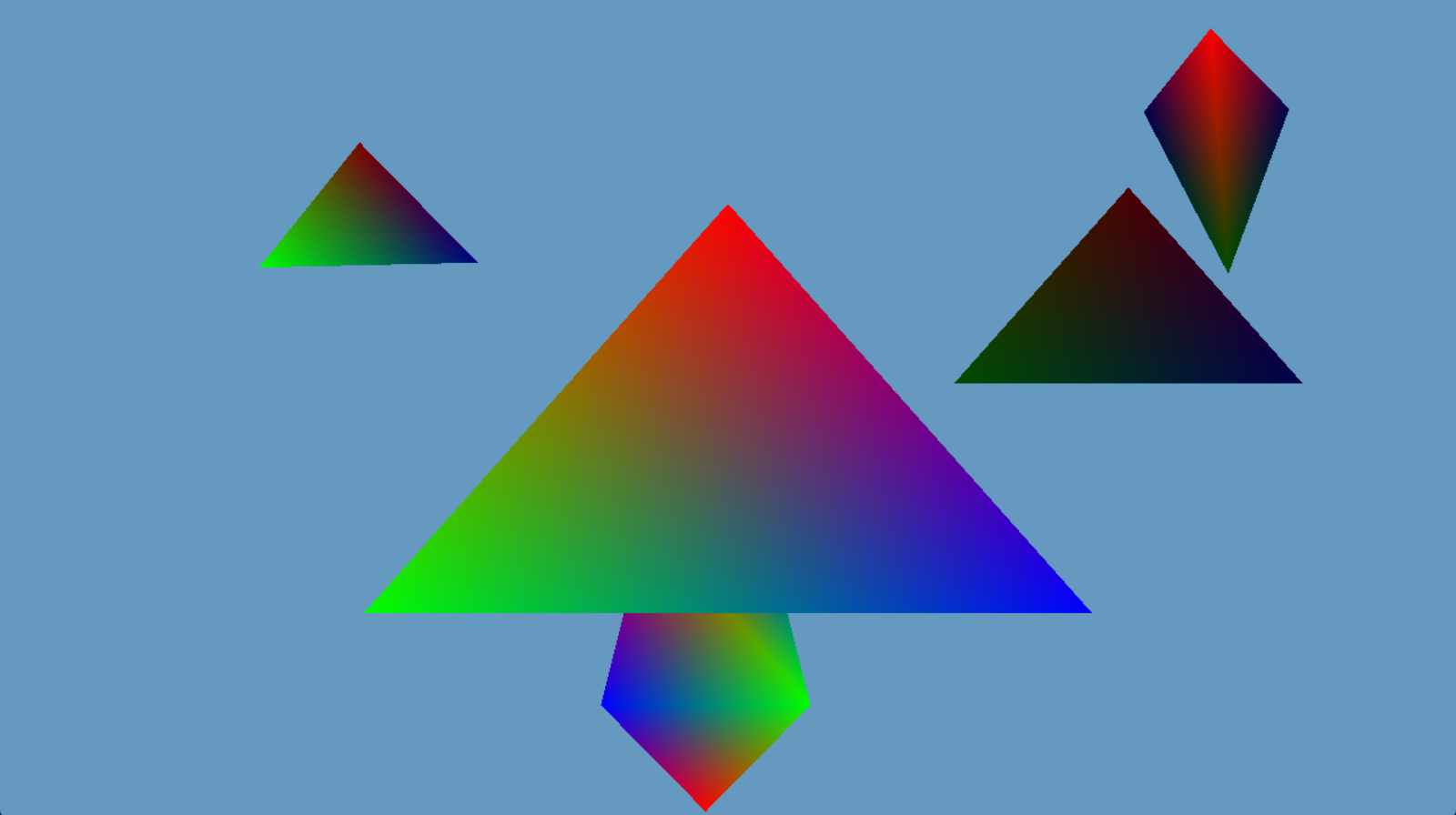Render of shapes with colors in the frame