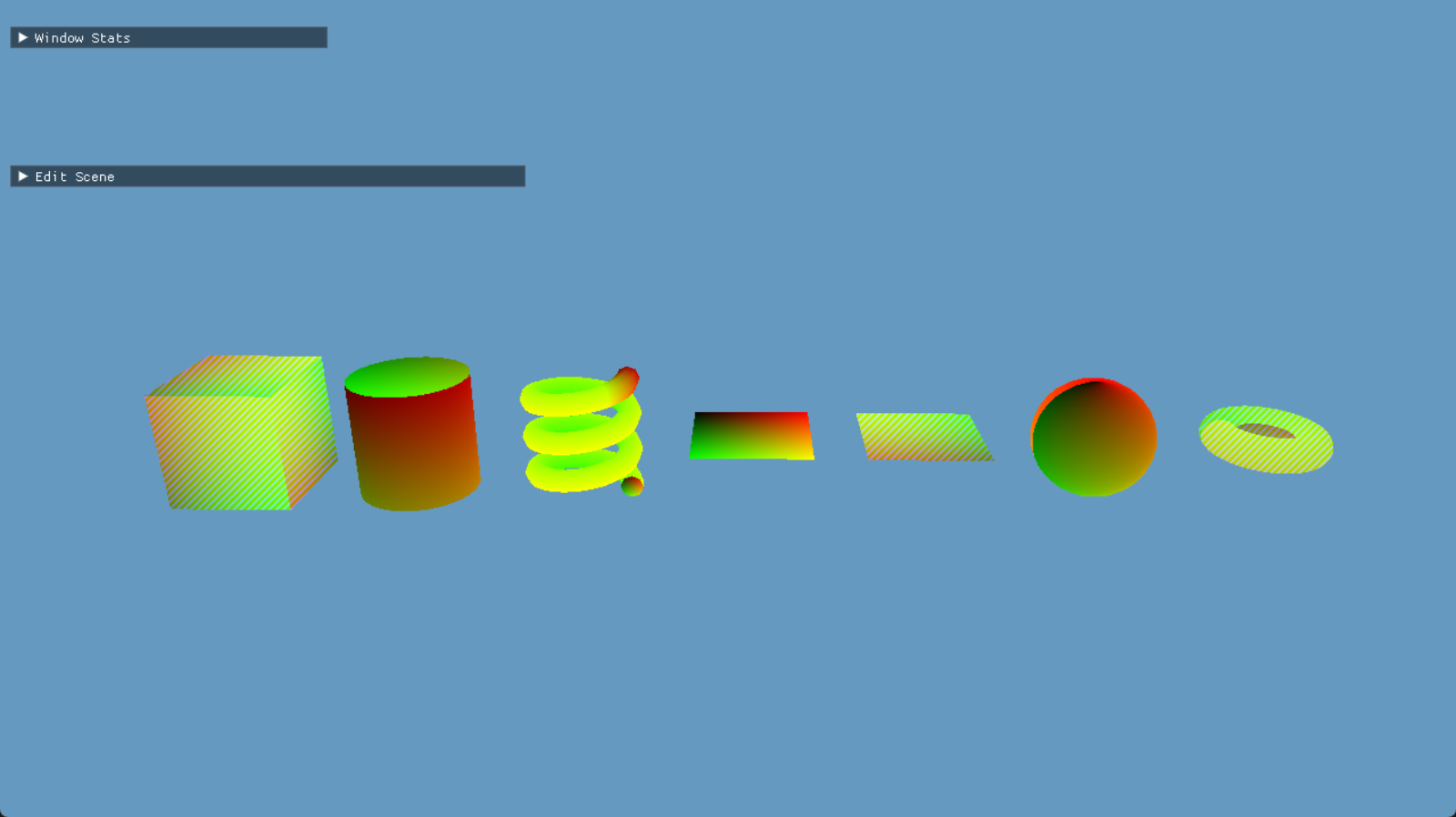 Render of 3D models of different shapes with their normals displayed