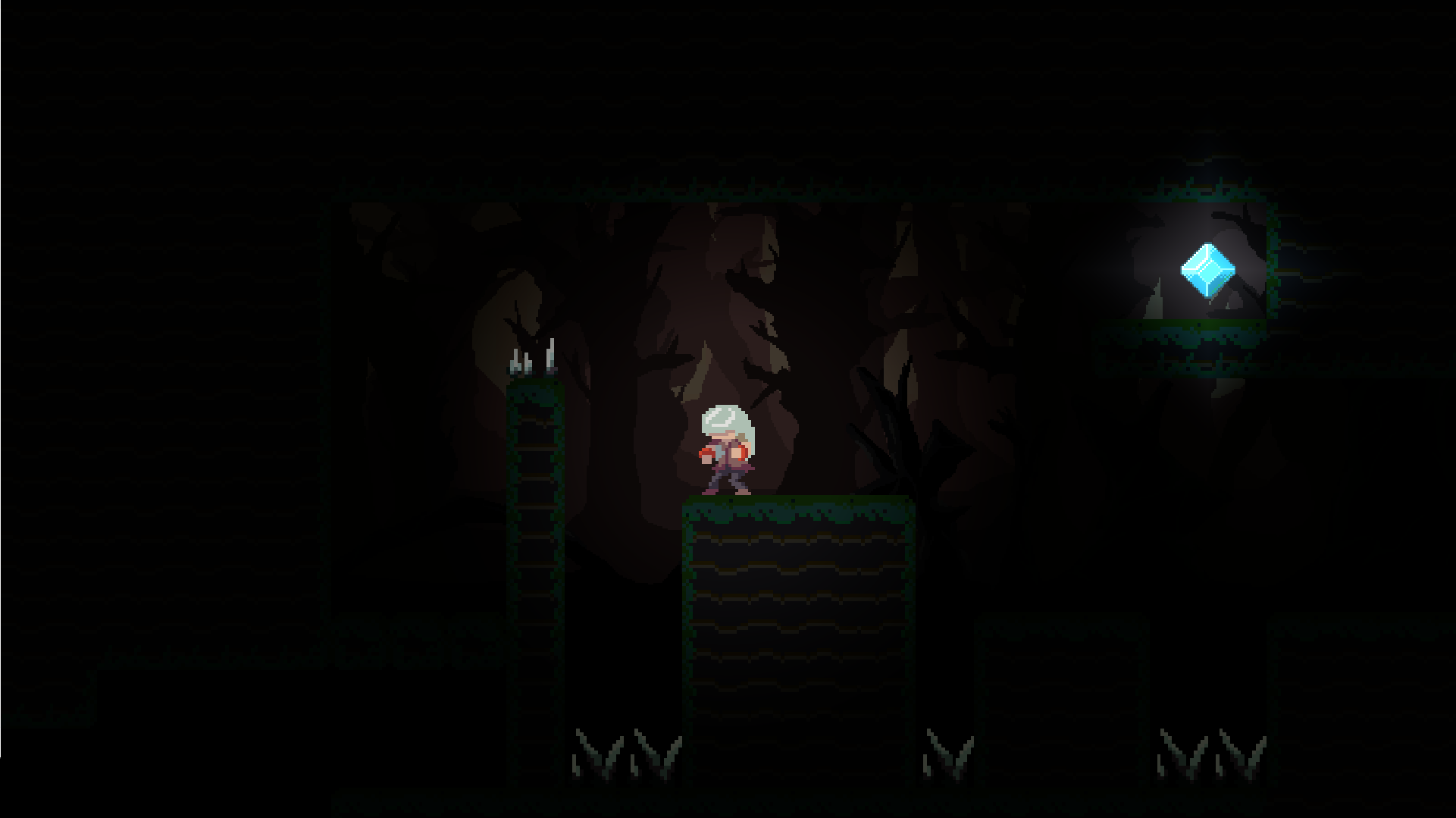 A dark part of the level with no light