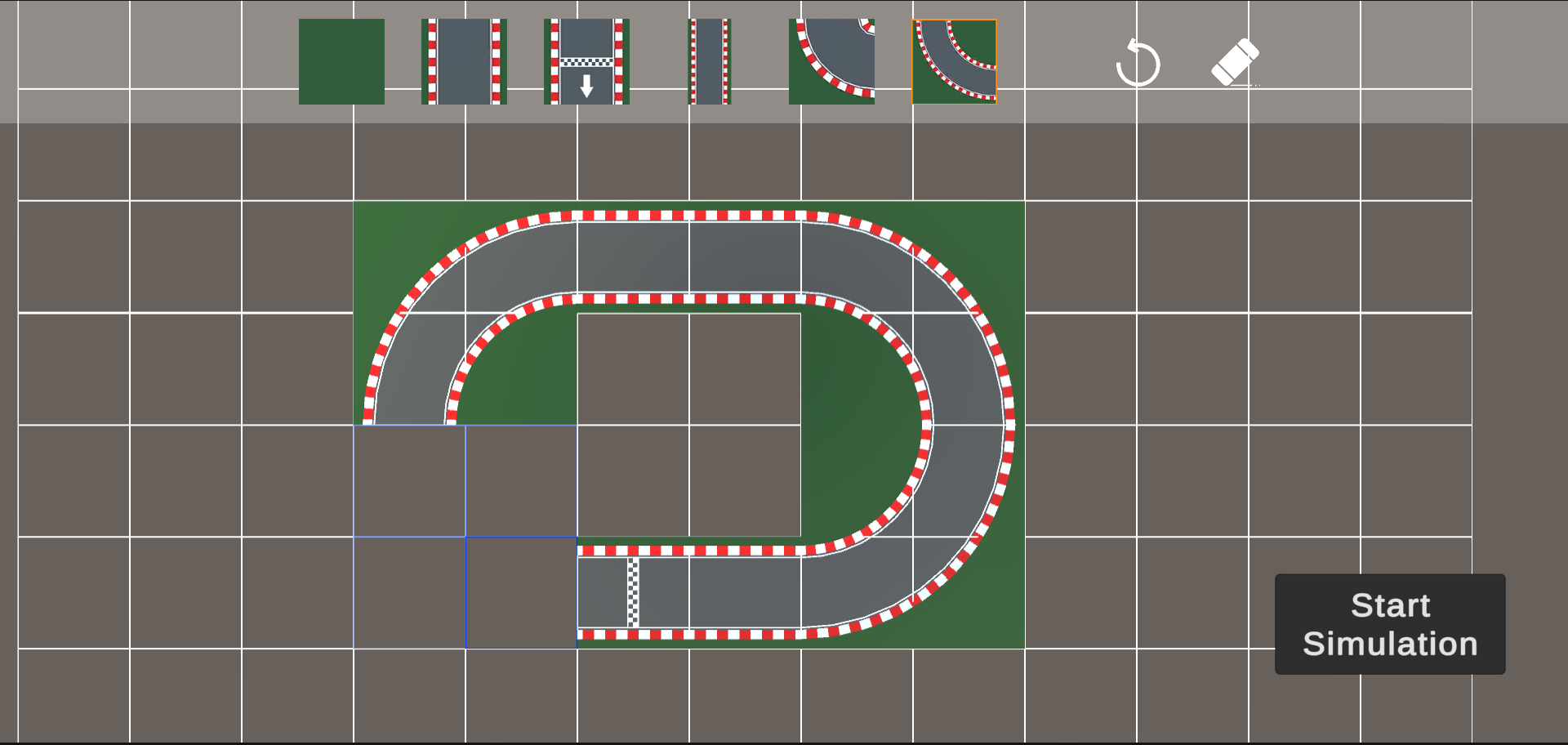 Setting up a race track in the track builder