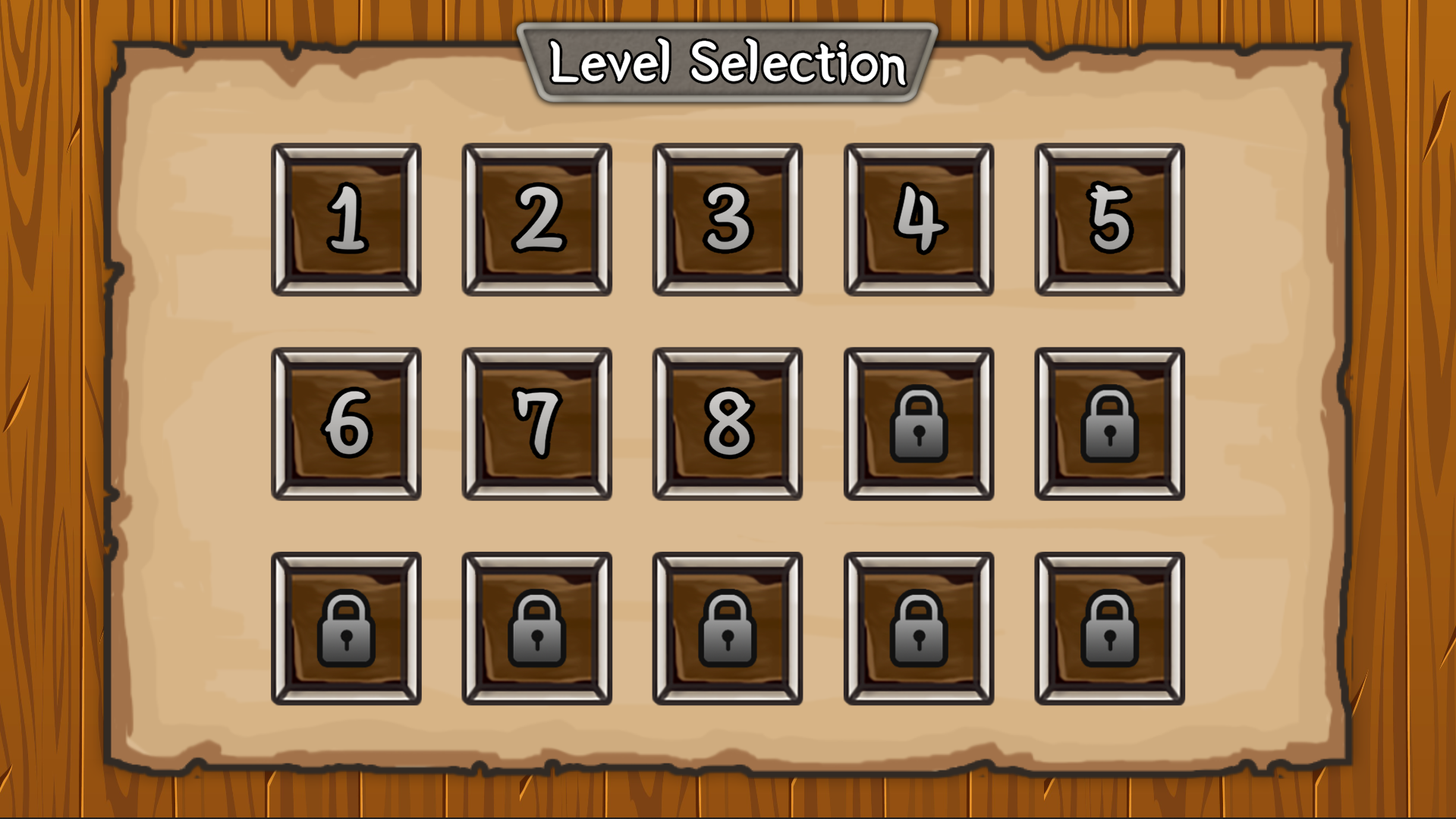 The level select screen